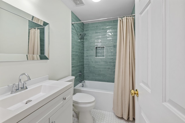 1250 White Tail Path, Charleston, SC 29414 - bathroom with toilet, shower / bath combo with shower curtain, vanity, and tile patterned floors