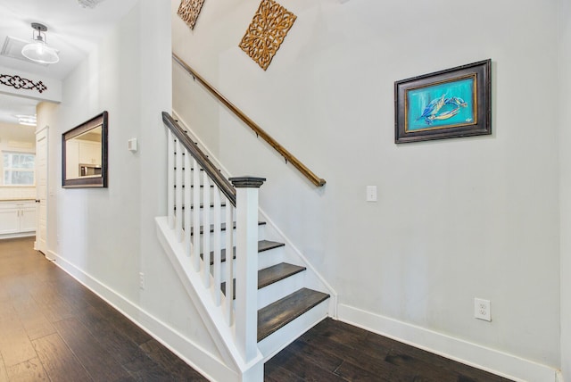 6190 Button Bush Dr, Ravenel, SC 29470 - stairs featuring baseboards and wood finished floors