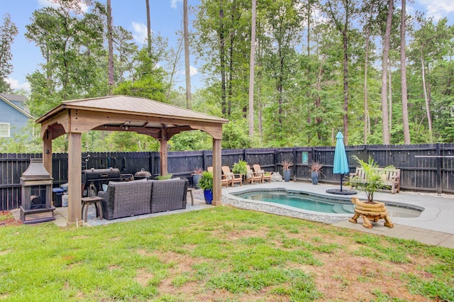 6190 Button Bush Dr, Ravenel, SC 29470 - view of swimming pool with an outdoor living space, a hot tub, a gazebo, and a patio