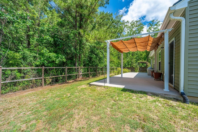 view of yard featuring a fenced backyard and a patio
