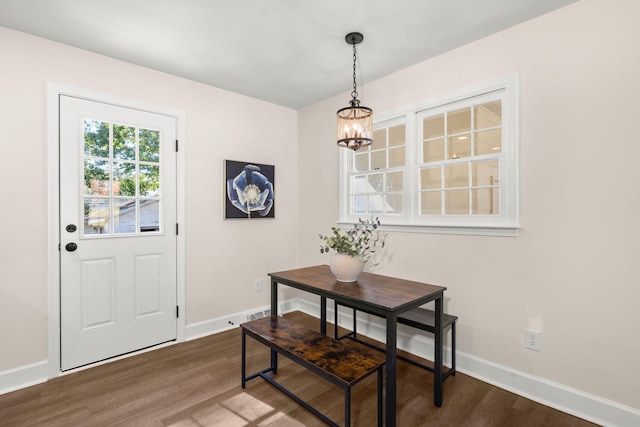 105 Bermuda Ct, Summerville, SC 29485 - doorway to outside with baseboards, a chandelier, and wood finished floors