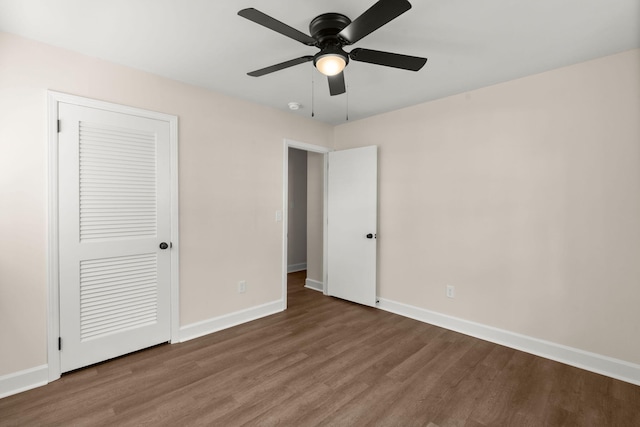 105 Bermuda Ct, Summerville, SC 29485 - unfurnished bedroom with wood finished floors, baseboards, and ceiling fan