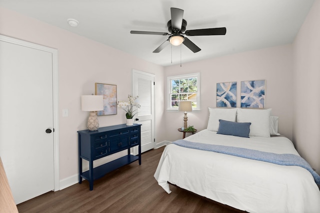 105 Bermuda Ct, Summerville, SC 29485 - bedroom with dark wood-type flooring, baseboards, and ceiling fan