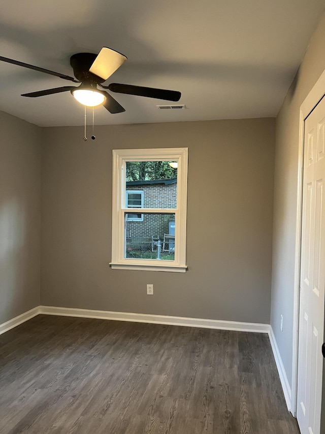 105 Bermuda Ct, Summerville, SC 29485 - spare room with ceiling fan, dark wood-style floors, and baseboards
