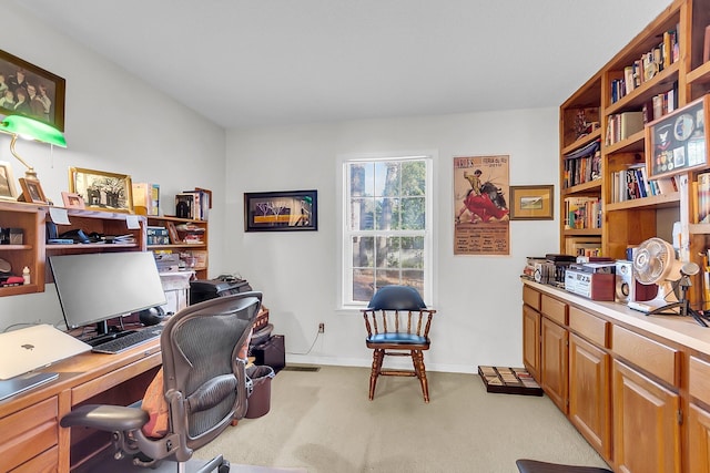 office with light colored carpet