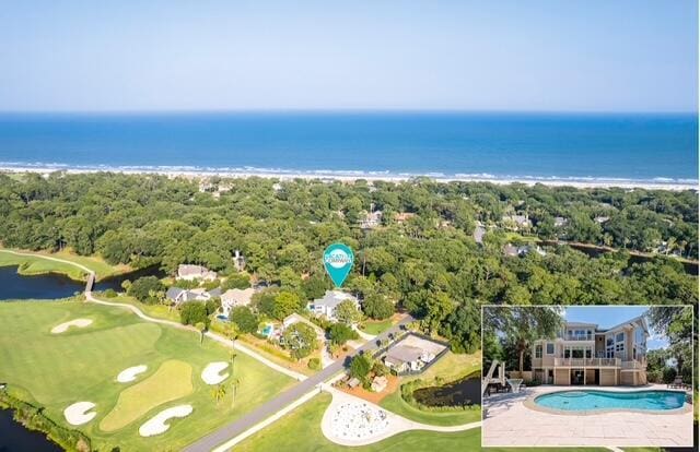 12 Port Tack, Hilton Head Island, SC 29928 - bird's eye view of a large body of water, a golf course, and a pool