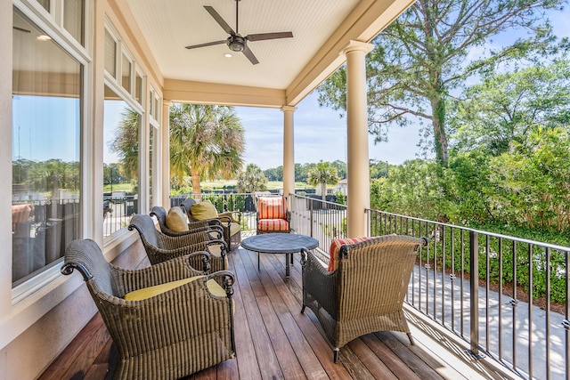 12 Port Tack, Hilton Head Island, SC 29928 - wooden terrace with a ceiling fan