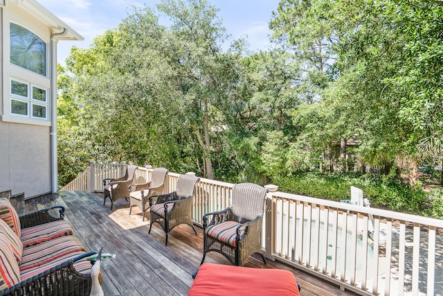 12 Port Tack, Hilton Head Island, SC 29928 - wooden deck featuring view of wooded area