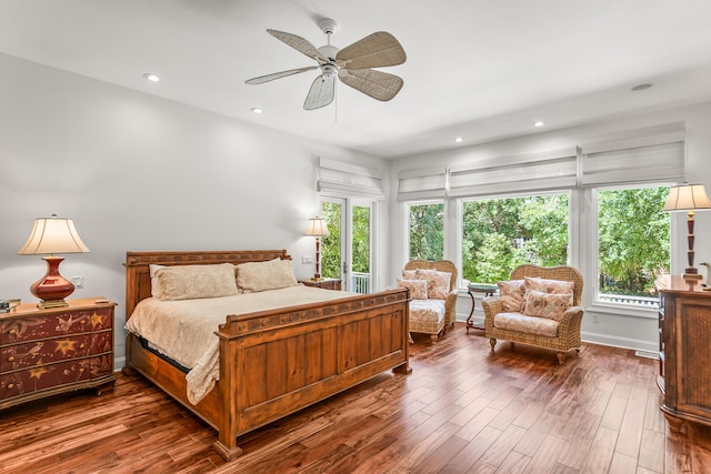 12 Port Tack, Hilton Head Island, SC 29928 - bedroom featuring dark wood-style floors, recessed lighting, and a ceiling fan