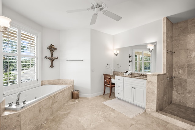 12 Port Tack, Hilton Head Island, SC 29928 - bathroom with vanity, a jetted tub, healthy amount of natural light, and walk in shower