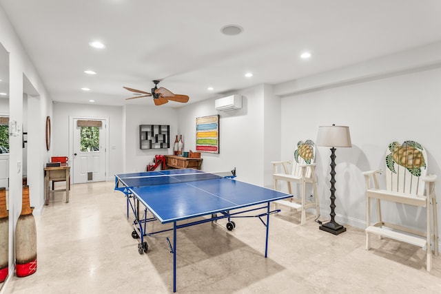 12 Port Tack, Hilton Head Island, SC 29928 - recreation room featuring a wall mounted air conditioner, recessed lighting, a ceiling fan, and baseboards