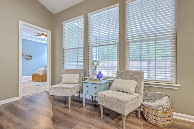 7690 High Maple Cir N, Charleston, SC 29418 - living area featuring wood finished floors, baseboards, and ceiling fan