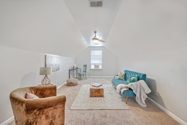 7690 High Maple Cir N, Charleston, SC 29418 - living area with carpet, baseboards, lofted ceiling, and cooling unit