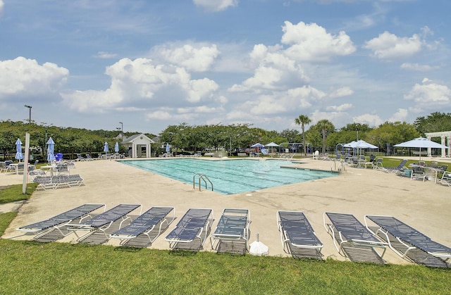 pool featuring a patio area