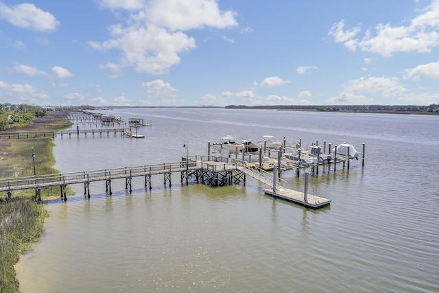 view of dock featuring a water view