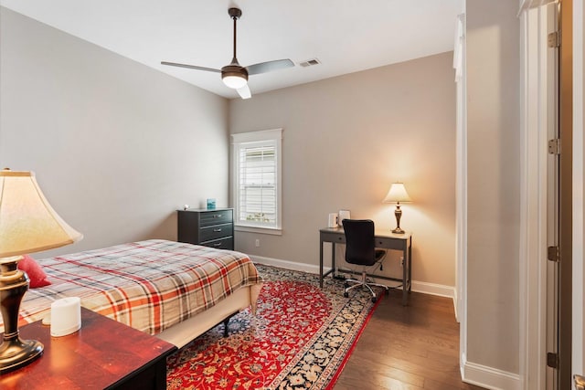3726 Orion Ln, Mount Pleasant, SC 29466 - bedroom with wood finished floors, baseboards, an office area, and a ceiling fan