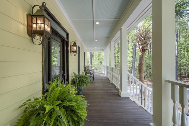 deck with covered porch