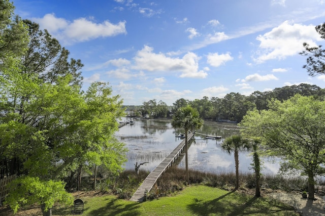 view of dock featuring a water view