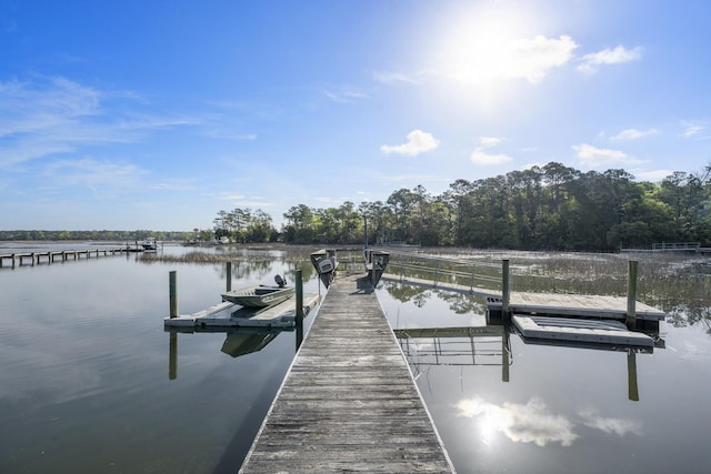 view of dock featuring a water view