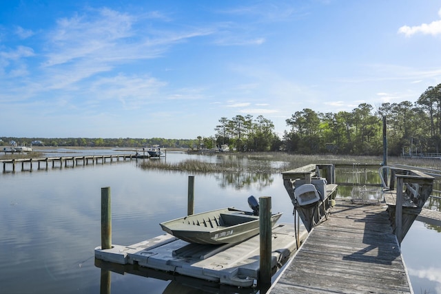 view of dock featuring a water view