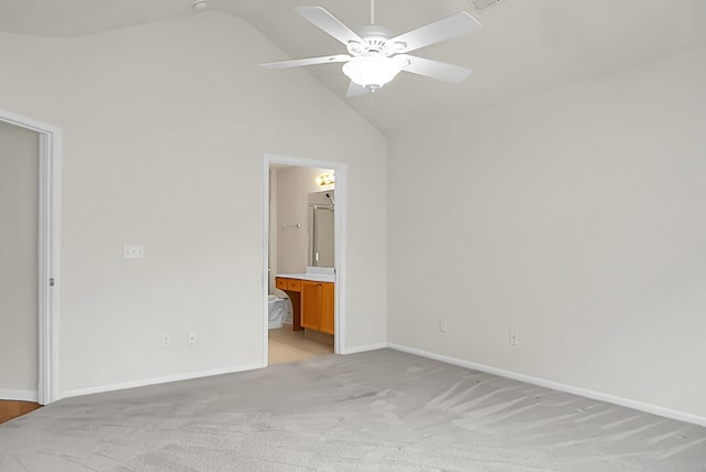 8800 Dorchester Rd Unit 2004, North Charleston, SC 29420 - unfurnished bedroom with light carpet, ensuite bath, a ceiling fan, and high vaulted ceiling