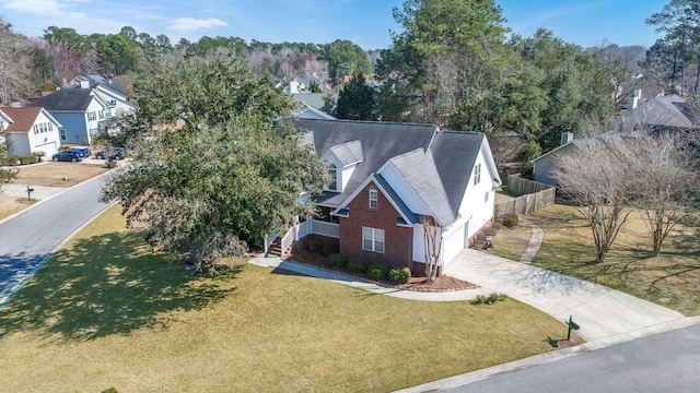 aerial view with a residential view