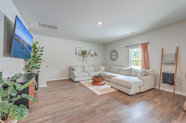 living room featuring light wood-type flooring