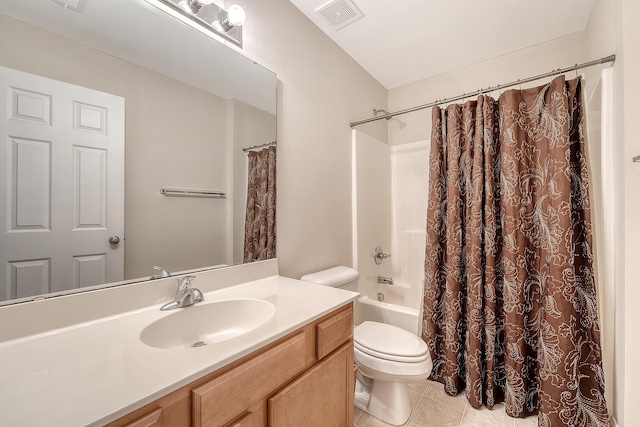 9646 Scarborough Ct, Summerville, SC 29485 - full bath featuring vanity, toilet, shower / bath combination with curtain, and tile patterned floors
