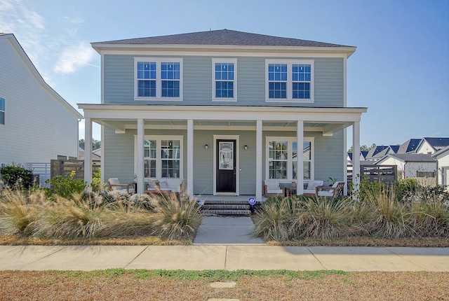 view of front of home featuring covered porch