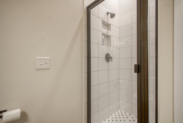 bathroom with a stall shower