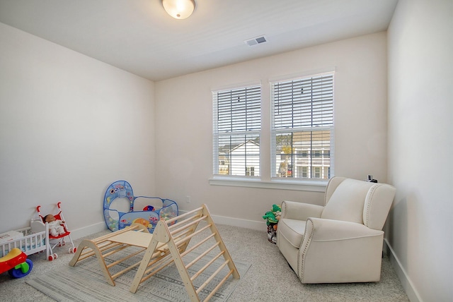 game room with visible vents and baseboards