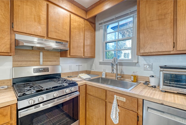 kitchen with sink and stainless steel appliances