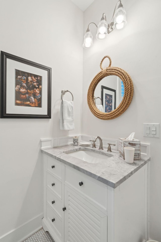 bathroom with vanity and tile patterned floors