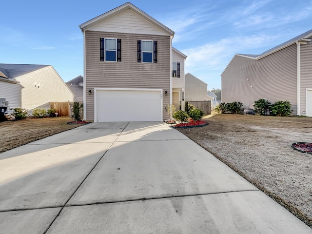 view of front property with a garage