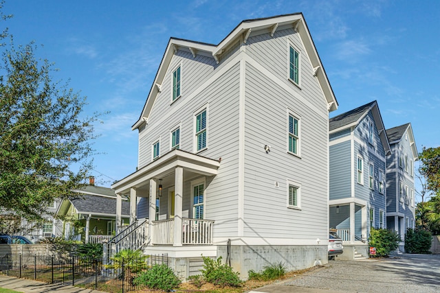 exterior space featuring covered porch