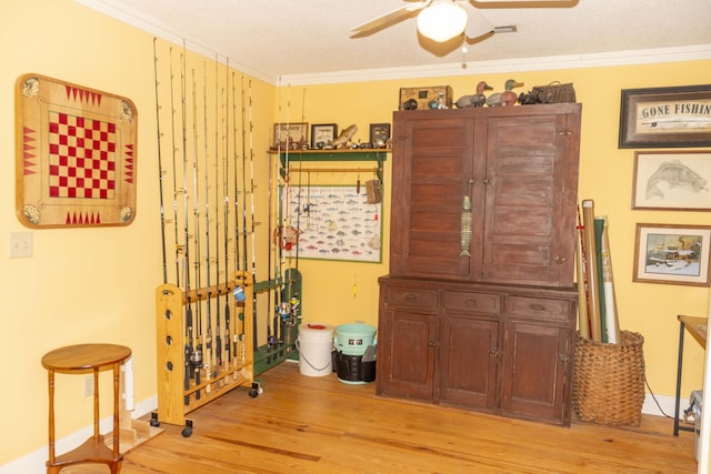 152 Mansfield Blvd, Charleston, SC 29418 - interior space featuring ceiling fan, light wood-style floors, ornamental molding, and baseboards