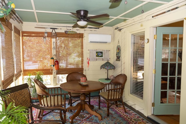 152 Mansfield Blvd, Charleston, SC 29418 - sunroom with an AC wall unit and ceiling fan