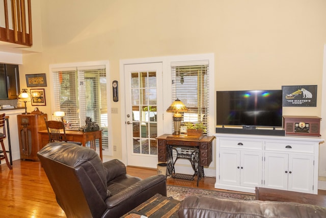 152 Mansfield Blvd, Charleston, SC 29418 - living room with wood finished floors, plenty of natural light, and a high ceiling