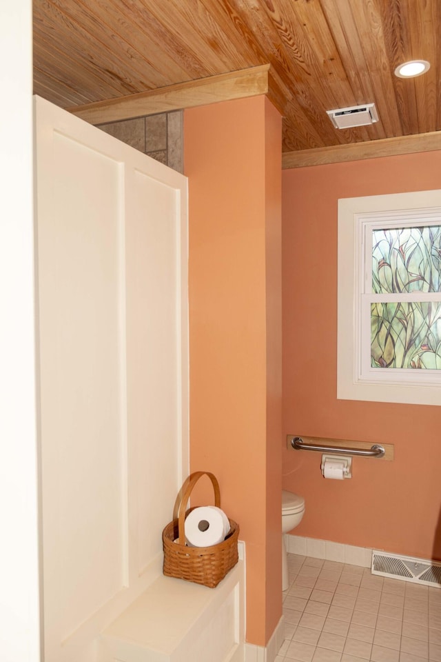 152 Mansfield Blvd, Charleston, SC 29418 - bathroom featuring wooden ceiling, toilet, tile patterned floors, and baseboards