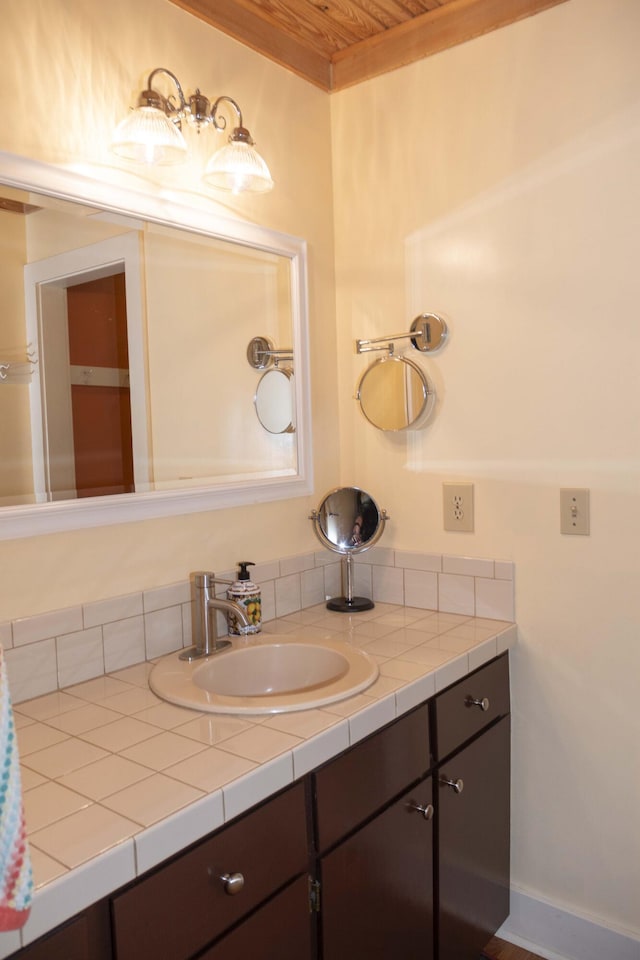 152 Mansfield Blvd, Charleston, SC 29418 - bathroom with wood ceiling and vanity