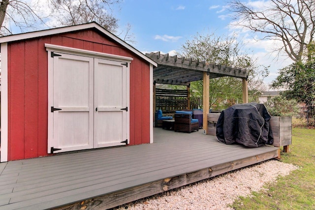 view of shed featuring a pergola