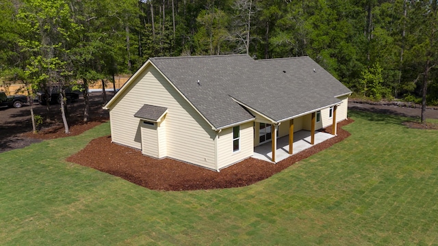 exterior space with a forest view
