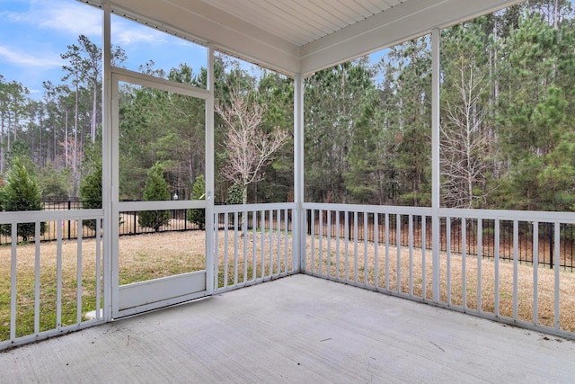 view of unfurnished sunroom