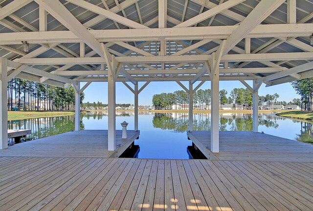 view of dock featuring a water view