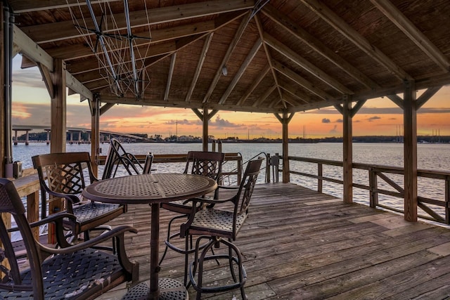 view of dock featuring a water view