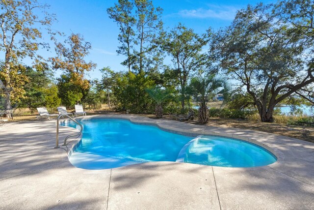 view of swimming pool featuring a patio