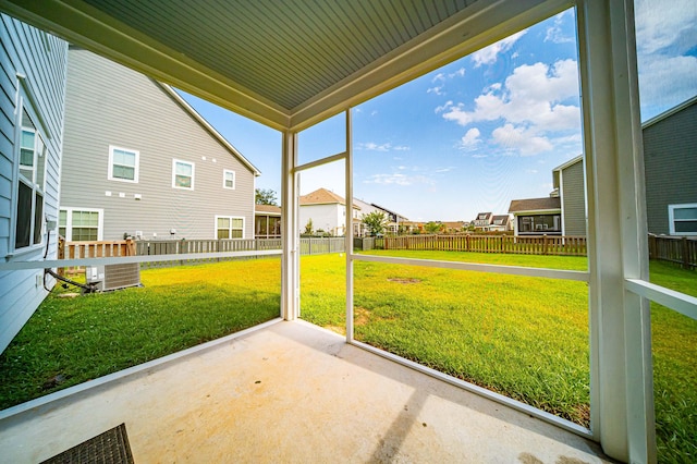 view of unfurnished sunroom