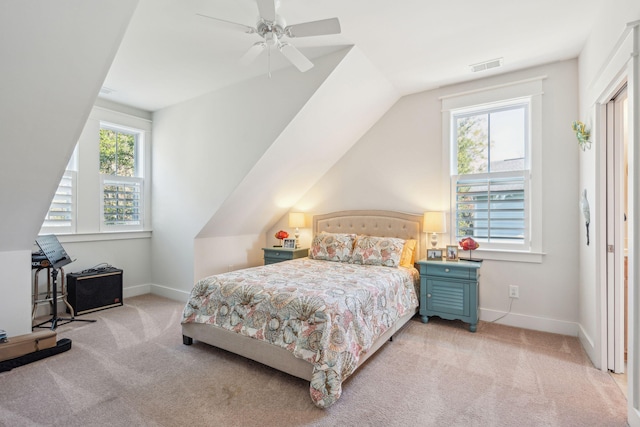 bedroom featuring carpet flooring, visible vents, and baseboards