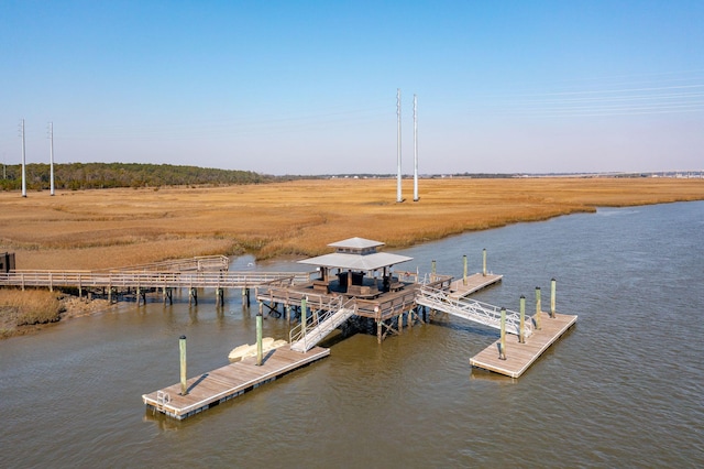 dock area with a water view