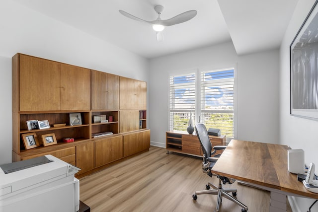 145 Pier View St Unit 407, Charleston, SC 29492 - home office with a ceiling fan, light wood-type flooring, and baseboards
